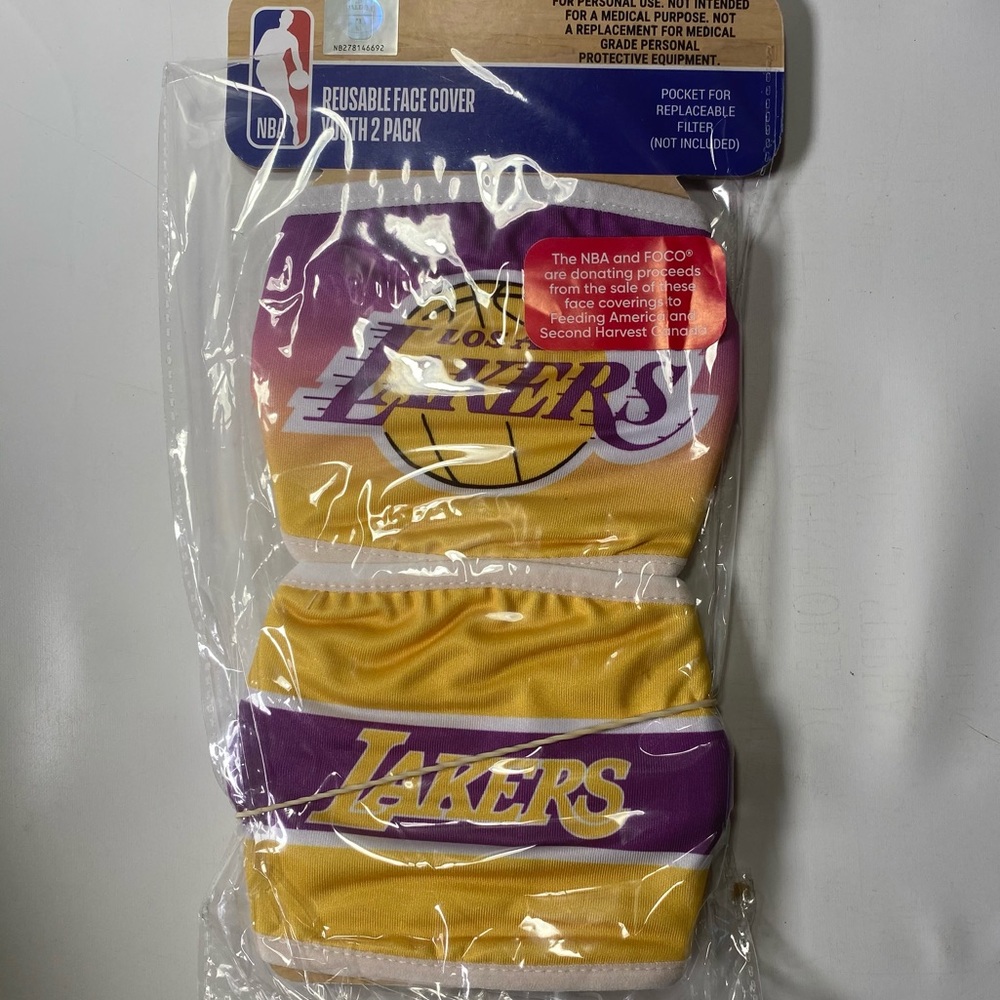 Youth Lakers Face Cover Masks 2 Pack